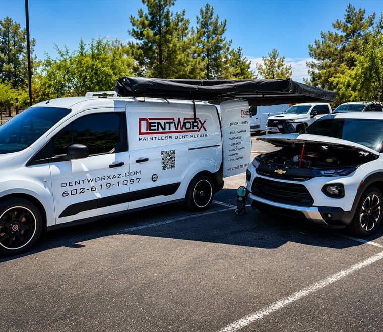 DentWorx mobile dent repair van at a service appointment